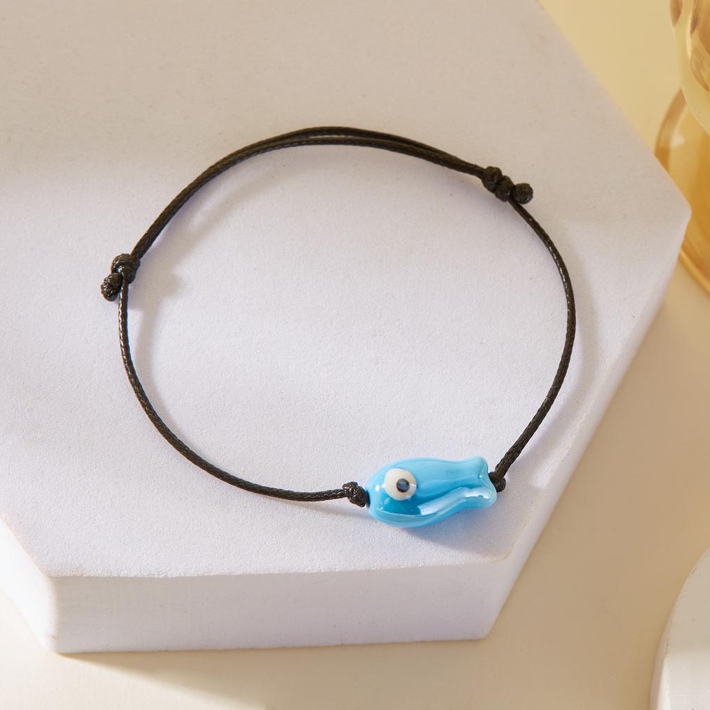 Minimalist Cartoon Ceramic Fish Bracelet for Women Men Cute Colorful Animal Handmade Braided Bracelet Lucky Friendship Jewelry