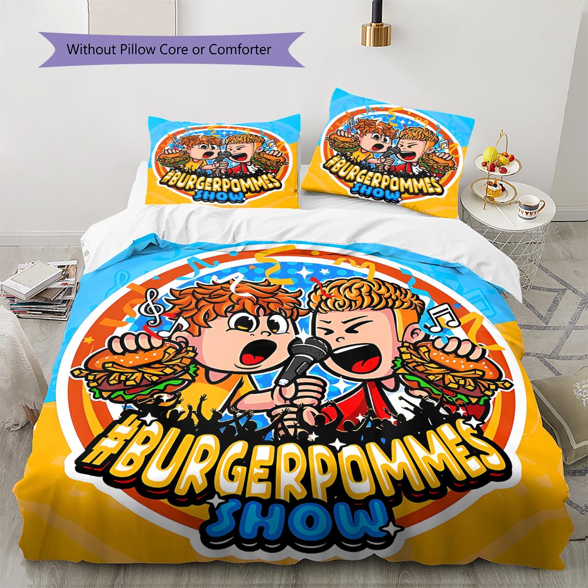 

iCrimax Burgerpommes Pattern Bedding,Quilt Set Quilt Cover Pillowcase Home Birthday Gift (1 * duvet cover + 2 * pillowcase, without core) 140x200cm
