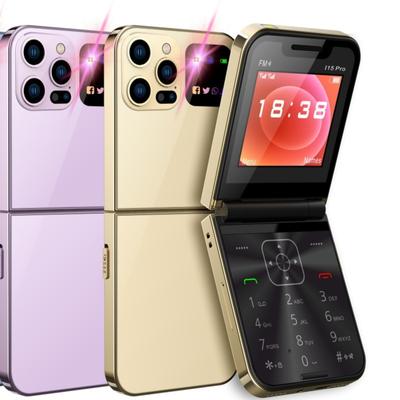 I15 Pro Telefon s duální SIM kartou, ne-chytrý telefon, tlačítkový véčkový telefon, stroj pro seniory, 2G mobilní telefon