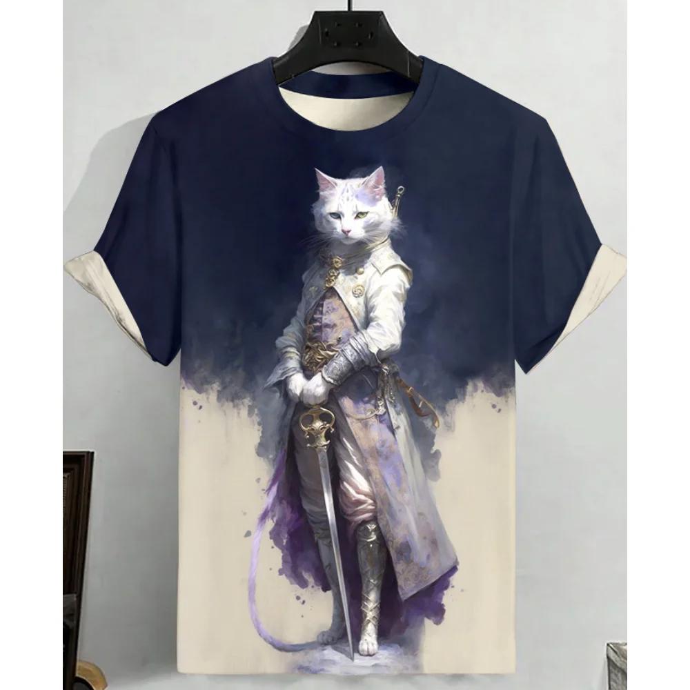 

Летние футболки с 3D-принтом кошек, уличная одежда, мужская мода, повседневные футболки оверсайз с круглым вырезом и коротким рукавом, топы, одежда 6XL