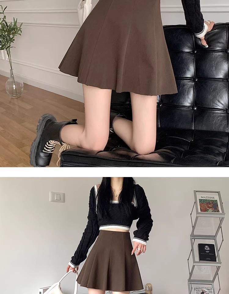 Black Wool Blend Women's A-line Short Skirt - 2026 Autumn/Winter Hip-hugging, Fluffy, Petite, Versatile Umbrella Skirt