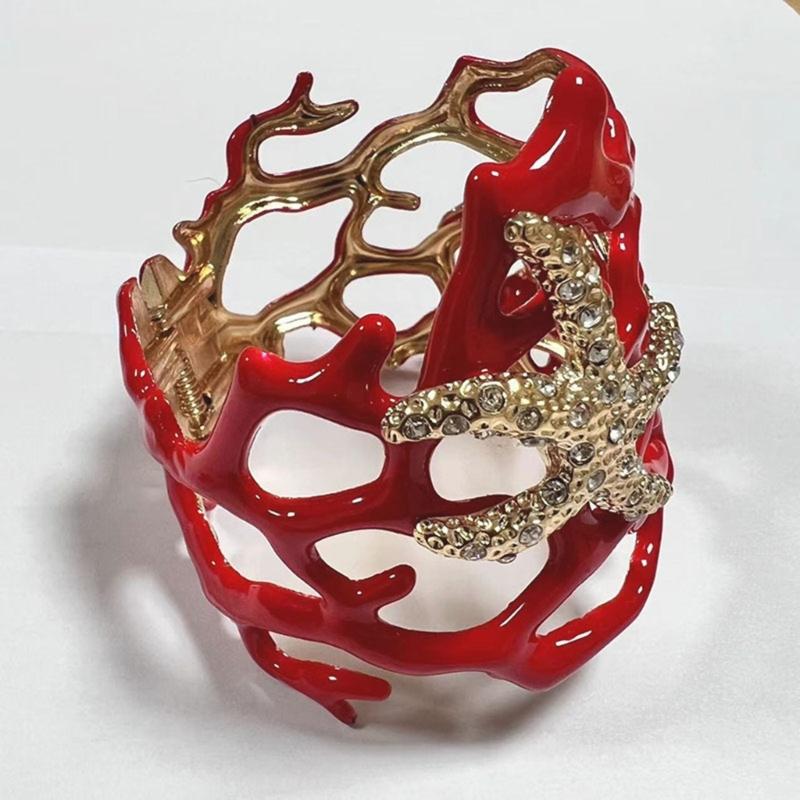 Mehrzweck-Armband mit unregelmäßiger Korallenfeder, stabiler Armreif aus Legierung, verstellbar, Modeschmuck-Accessoire für Frauen