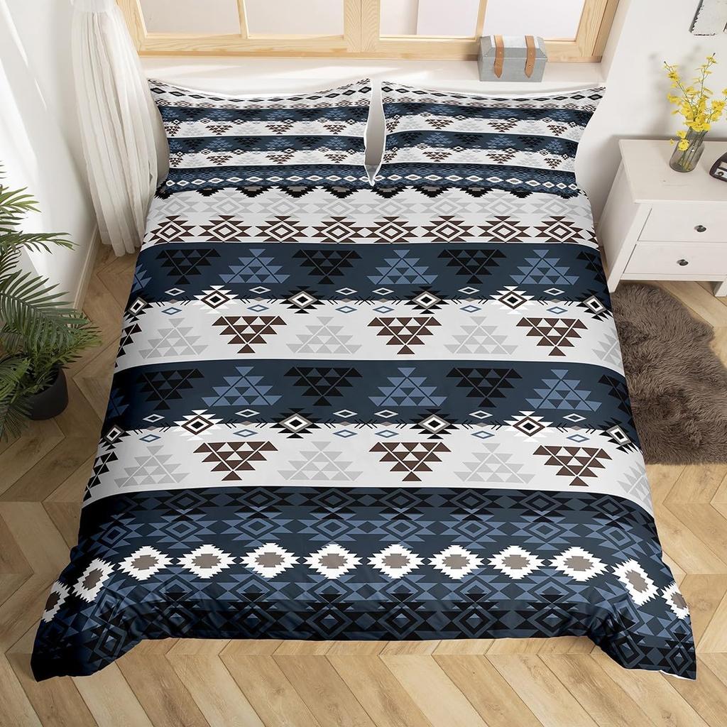 Comforter Geometric Stripes Tribal Style Queen King Size Western Cowboy Style Bedding Set Home Decor 3 Pcs With 2 S