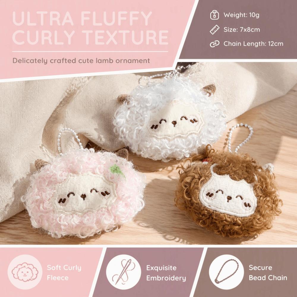 Soft Curly Haired Lamb Pendant Lightweight Sheep Pendant Bag Charm Plush Sheep Keychain  Teen Girl