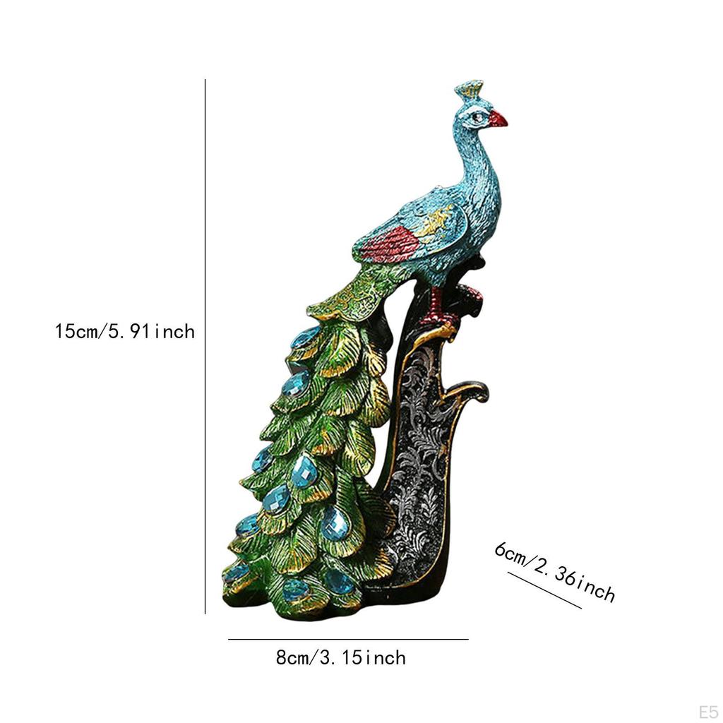 Animal Sculpture of Peacock for Bookshelf and Room Accent