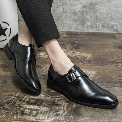 Sapatos sociais de couro masculinos, sapatos oxford de negócios, moda, esculpidos, fivela inglesa, sapato formal mengke, sapato pontudo para escritório, casamento, sapato masculino