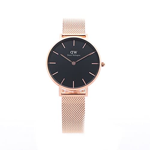 Daniel Wellington Watch DW00700158 with Key Ring Set, Rose Gold Petite Melrose, 32mm/Black
