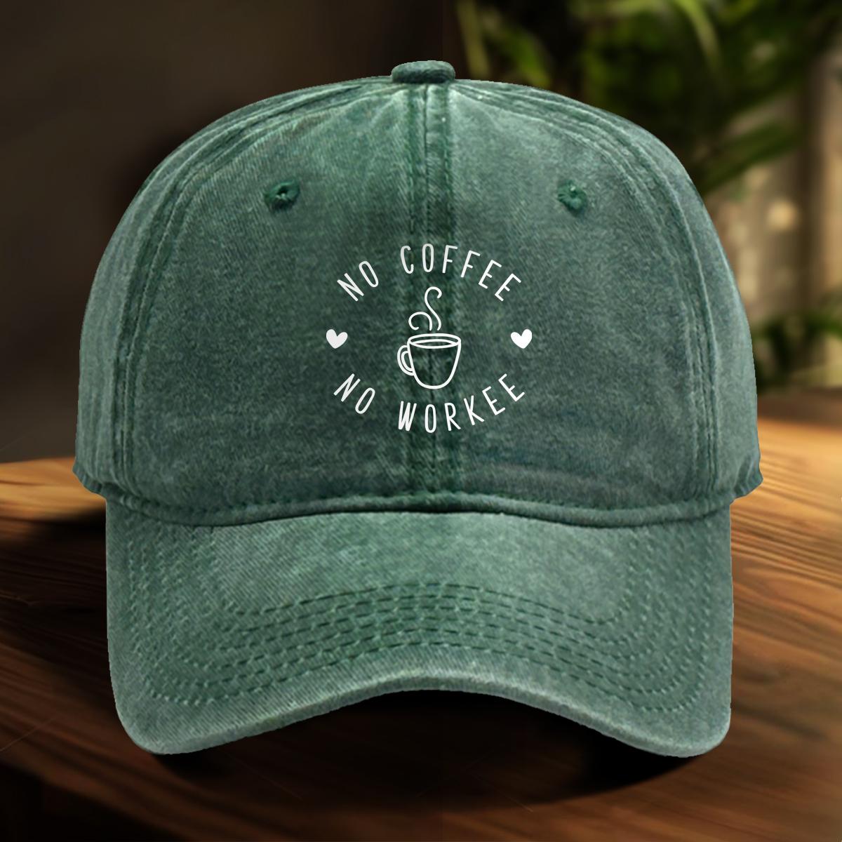 

Без Кави Немає Працівника Принт Регульована Бейсболка Gorra Hombre З Вигнутим Козирком Унісекс Snapback Кепка від Сонця Аксесуар для Активного Відпочинку Кепки зелений