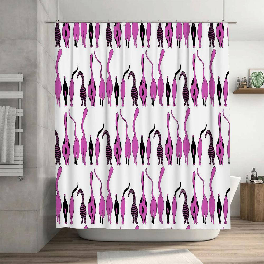 Pink Black Unicorn Pattern Shower Curtain Waterproof Decorative Bathroom Accessories for Home Decoration
