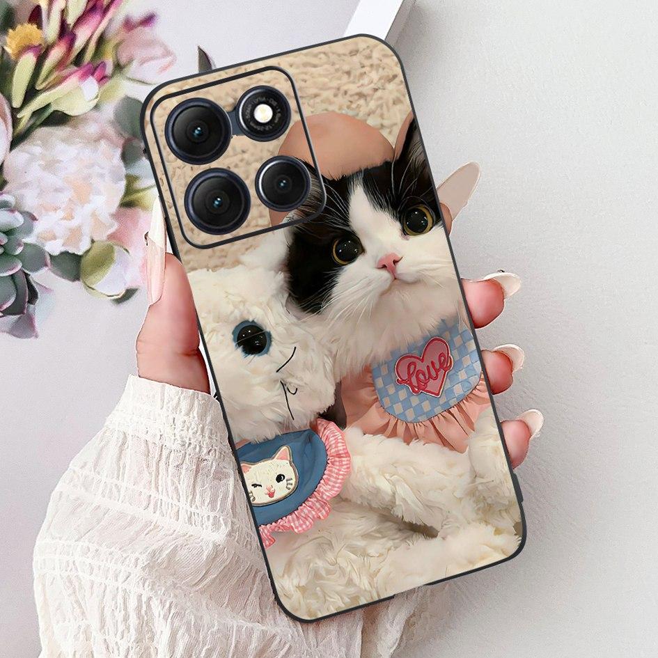 For Motorola Moto G86 Power 5G Case New Fashion Flower Bamboo Cat Cartoon Soft Silicone Back Cover For Moto G86 Power 2025 Coque