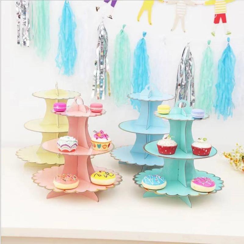 Papier Kuchen Steht Geburtstag Vergoldung Spitze Drei-schicht Nachmittag Tee Dessert Dekor Alles Gute Zum Geburtstag Party Decor Kind Kuchen stehen