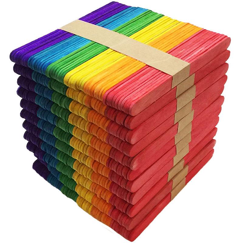 Colorful Wooden Popsicle Sticks for Crafts and Ice Creams