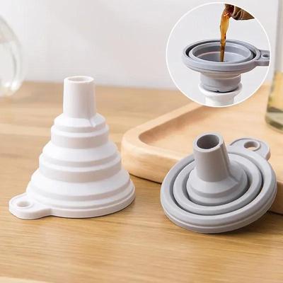 Kitchen Creative Silicone Toola Folding Funnel Retractable Household Liquid Sub-mini Funnel White Grey Funnel Gadget Accessories