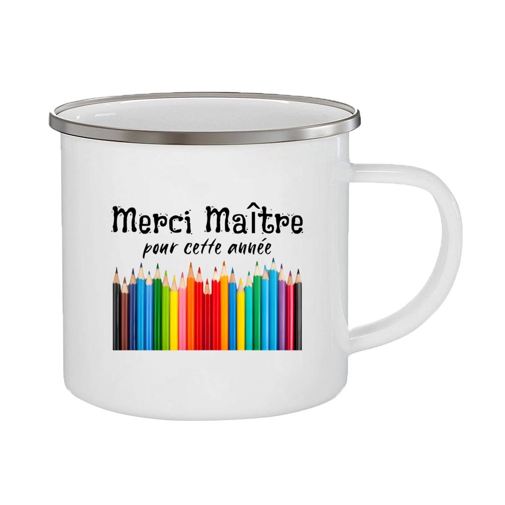 Merci Maîtresse Printed Mugs Coffee Cups Drinks Water Milk Cup Enamel Mug Gifts Idea for Teacher End of School Year Gift