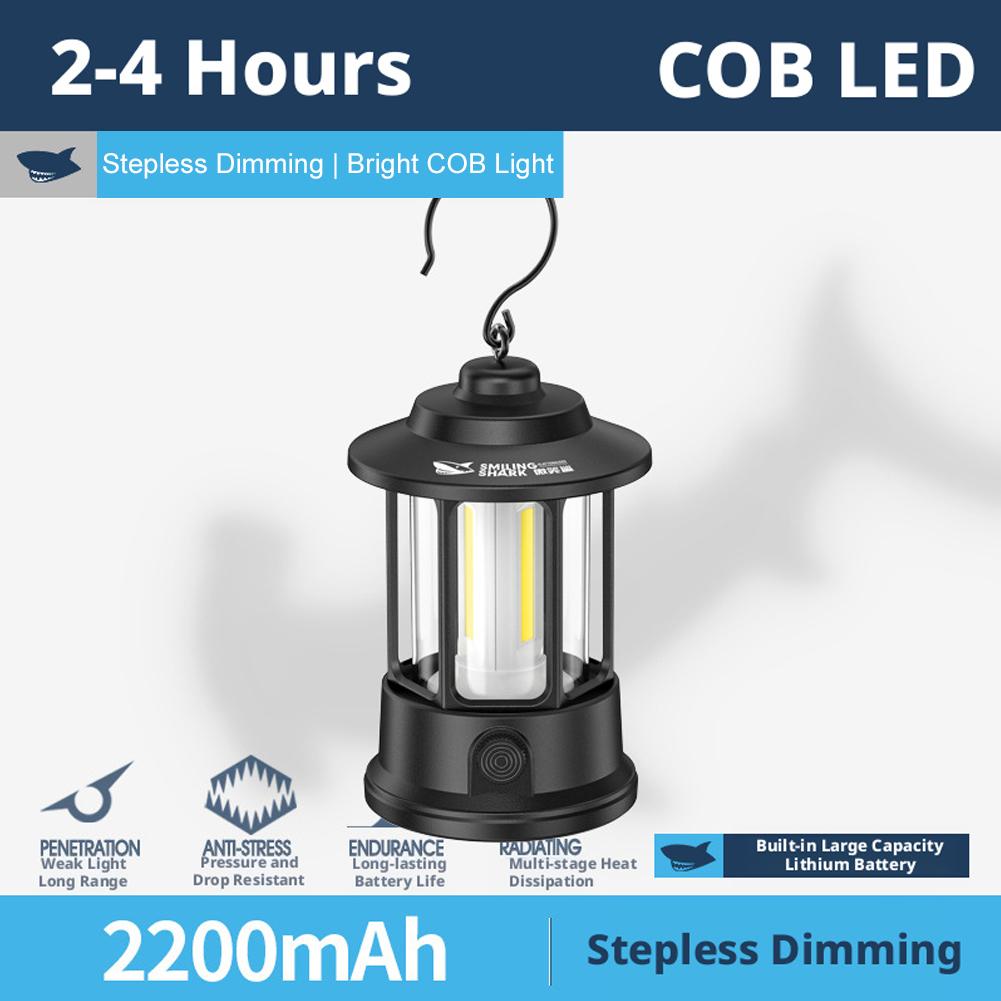 Portable Camping Lantern Rechargeable Retro Tent Light Waterproof COB Hanging Emergency Lamp For Outdoor Hiking Garden Fishing