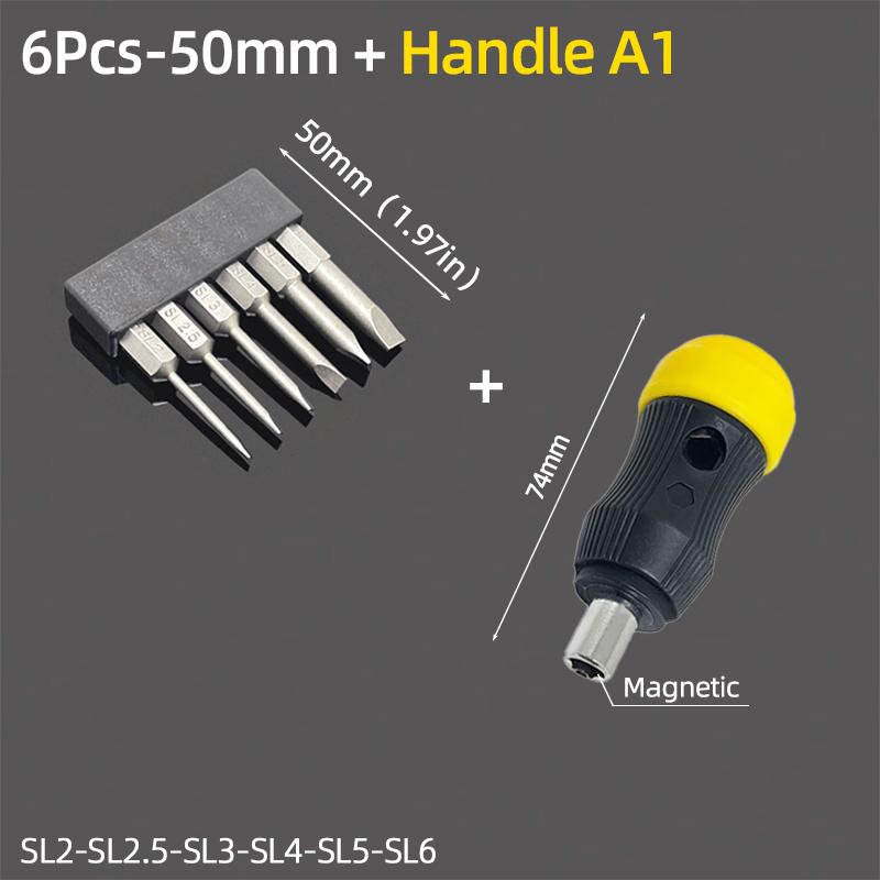 50/100mm 2.0-6.0mm Flat Head Screwdriver Bits Set Magnetic Tip Slotted Screwdriver Drill 1/4 Inch Hex Shank Hand/Electric Tools