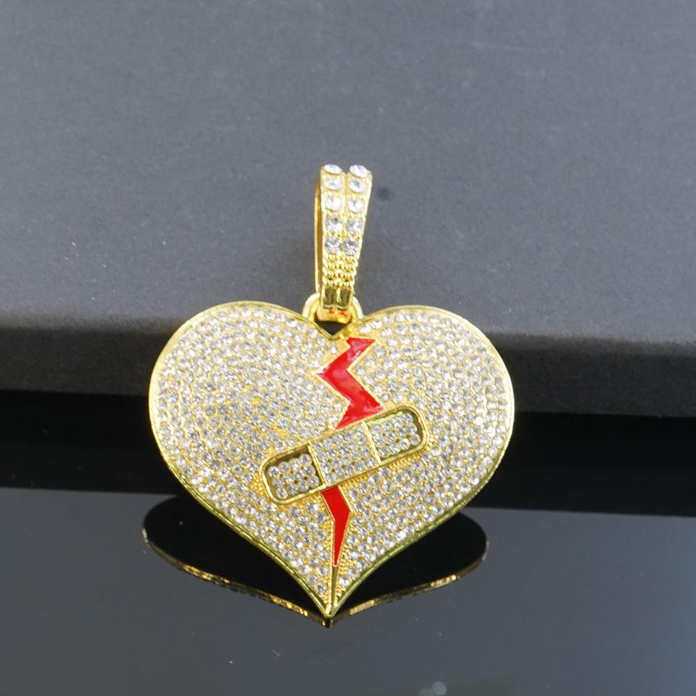 Personalized European and American Hip Hop Band Aid Broken Heart Pendant Necklace Patch Love Pendant Premium Jewelry
