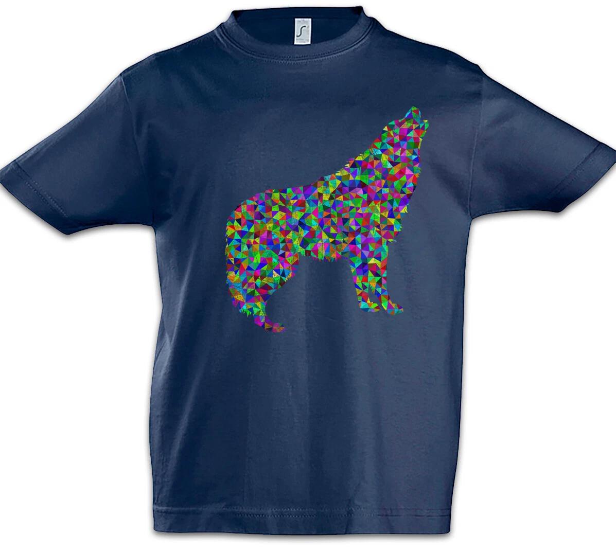 Colored Wolf Boys T-Shirt Toon Cartoon Comic Look Techno Rave Raver Music- 150