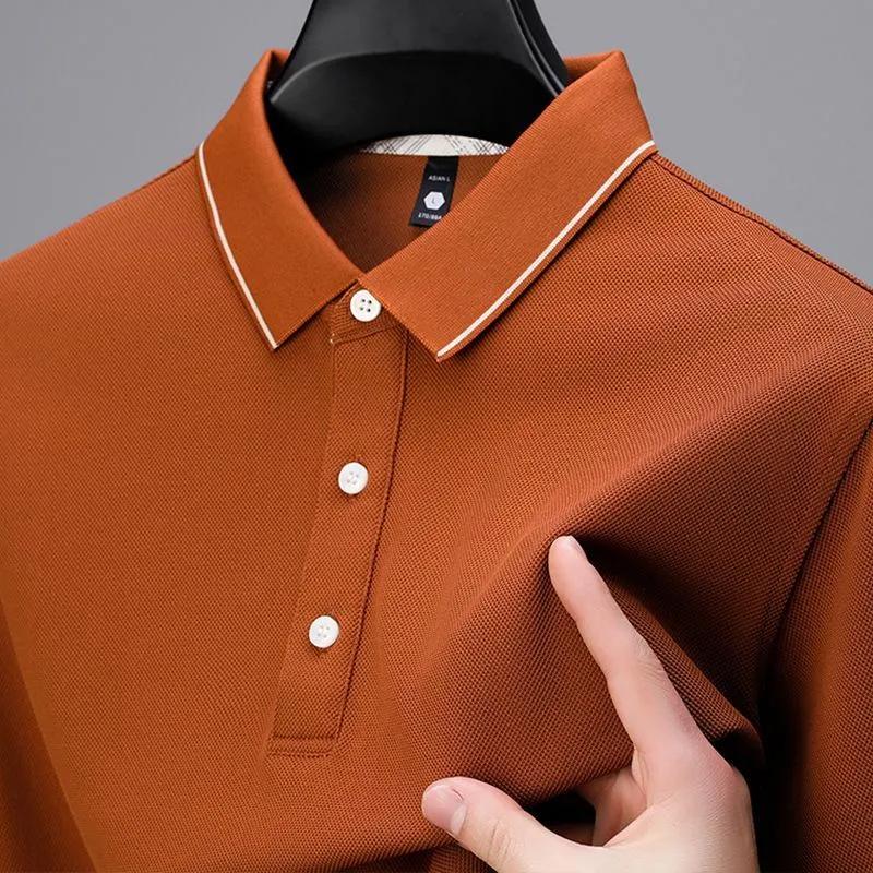 Men's Korean-Style Pullover Solid Color Polo Shirt Casual Lapel Embroidery Short-Sleeve Top