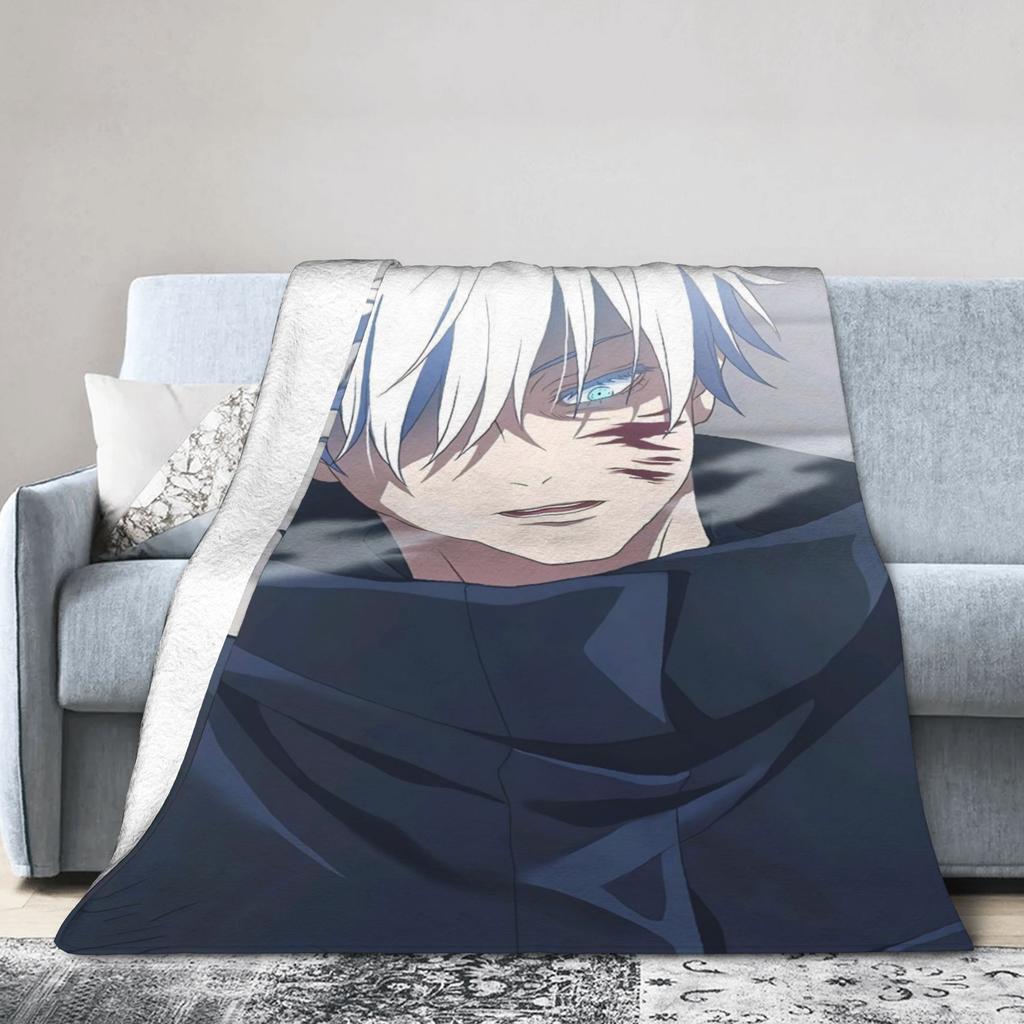 Warm Cozy Blanket Picnic Gojo Satoru Bedding Throws Novelty Bedspread For Couch Bed