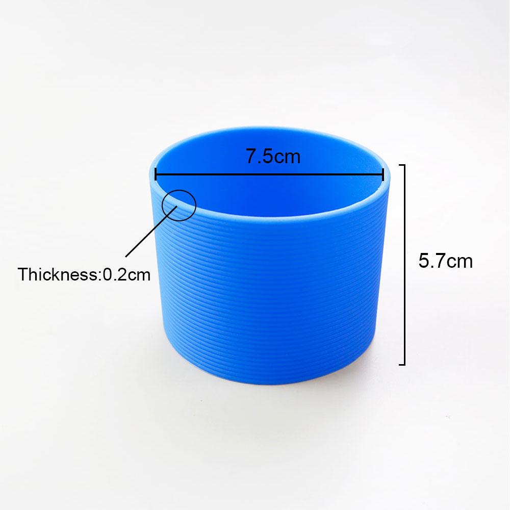 16 Colores 7.5CM Silicona Vidrio Taza Antideslizante Funda para Taza Aislamiento Antideslizante Cubierta Protectora 75MM Tapa de Taza con Raya Horizontal
