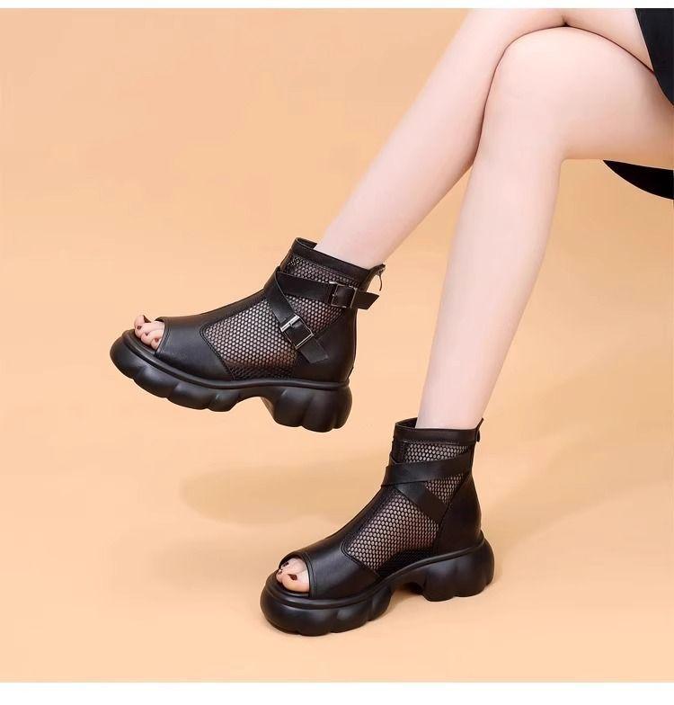 

Uniti Genuine Fish Mouth Platform Roman Sandals Women s 2025 New Mesh Muffin Breathable Open-toed Sandals Women s Tide 35