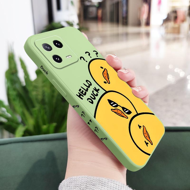 

Sunglasses Duck Phone Case For Xiaomi 17 15 15T 14 14T 13 13T 12 12X 12T 12S Mi 11 11T 10 10T Pro Max Lite Liquid Silicone Cover Mi 10 світло-зелений колір