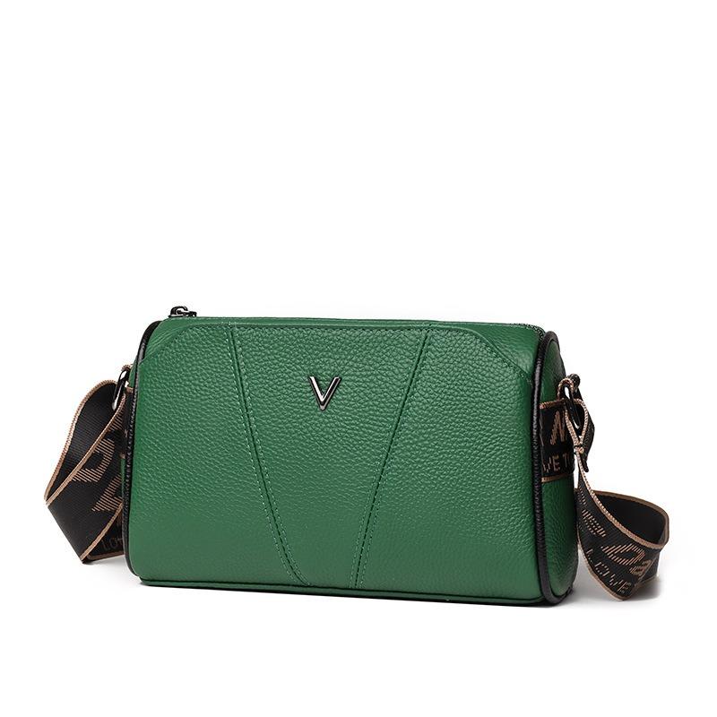 Retro bag new top layer cowhide small square bag trendy versatile shoulder bag simple texture crossbody bag