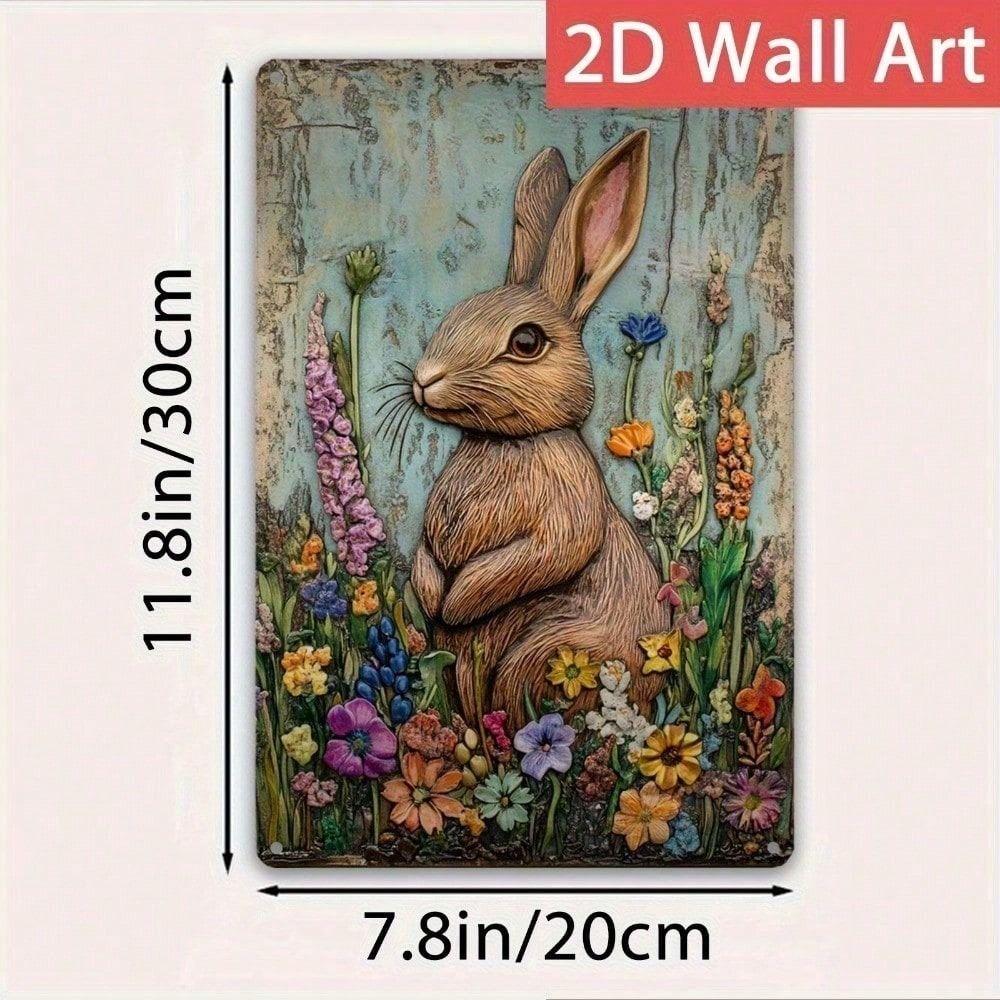 Vintage Metal Easter Bunny Garden Sign 30x20 cm