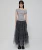Peulleeoeob Tulle Layered Long Skirts (Fl-266_Charcoal)