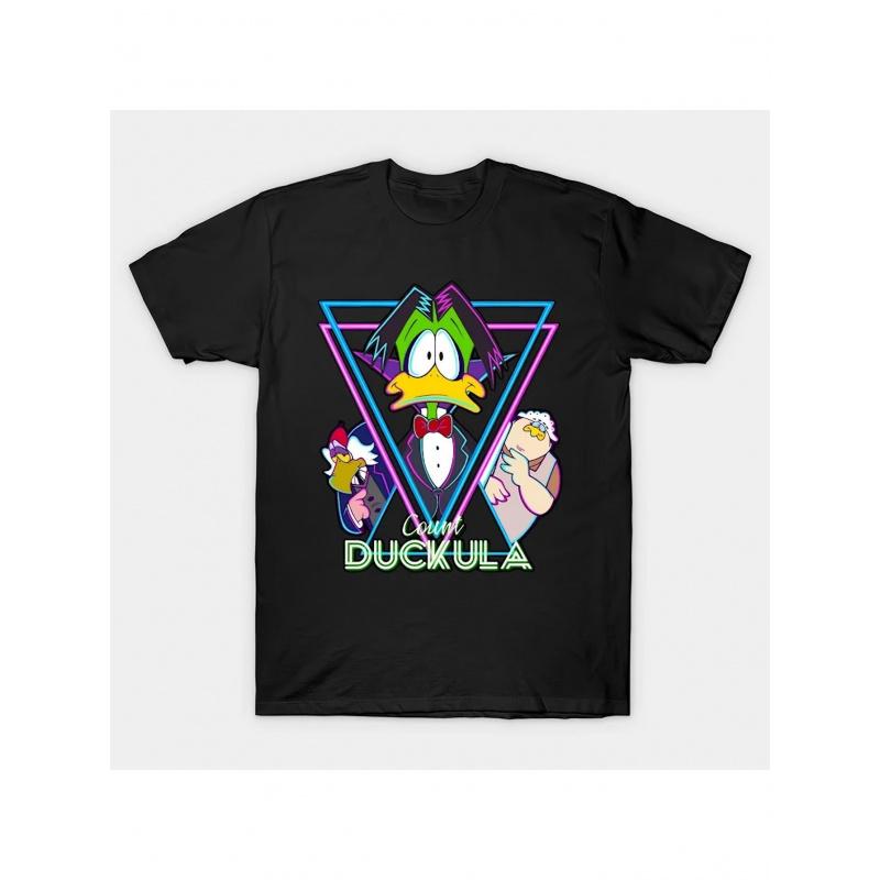 Maglietta Uomo Vintage Conte Dacula Anatra Vampiro Gotica Cartone Animato - Maglietta Grafica con Accento Neon Retrò anni '80, Cotone Morbido Traspirante, Vestibilità Classica per Costume