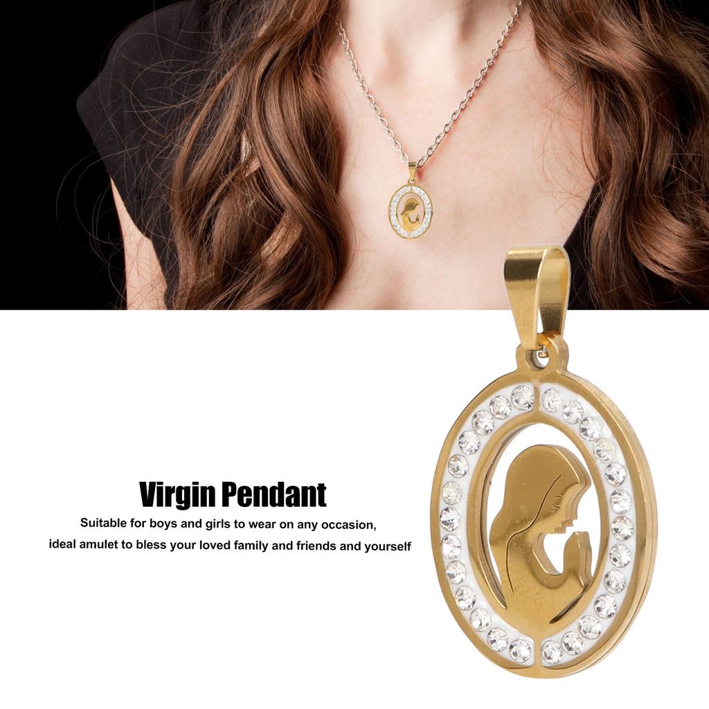 Virgin Mary Pendant Exquisite Carving   Steel Virgin Mary Jewelry for Men Women Daily Wear