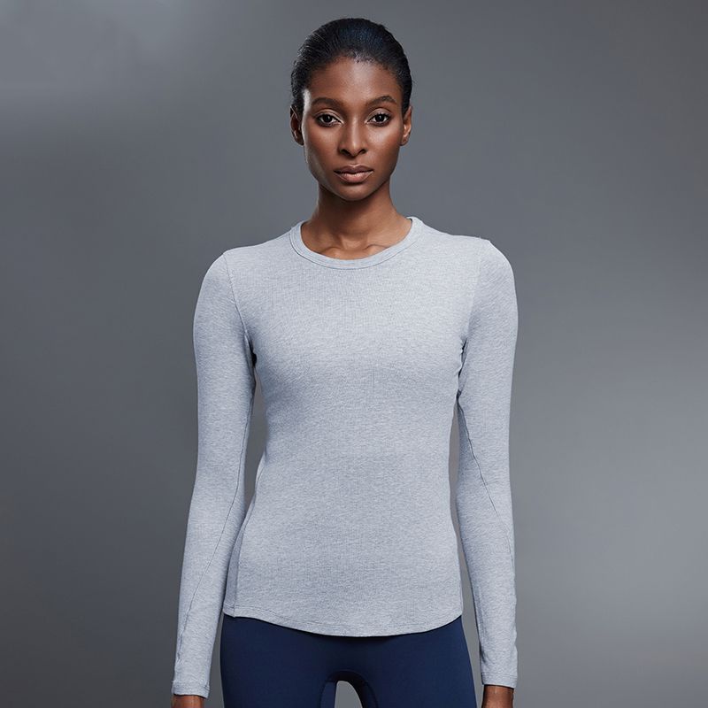 

Original Modal Long Sleeves Yoga Clothing Top Naked Women Sense Workout Clothes for Women 2025 New Arrival Pilates Sports T-shirt Cable Stitch Gray XL/10