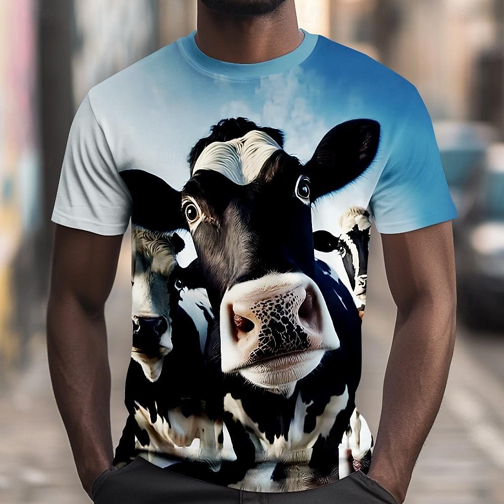 Men's Animal Funny T Shirt Short Sleeve T shirt 3D Print Crew Neck Shirt Exaggerated Designer Party Street Casual Khaki Summer Spring All