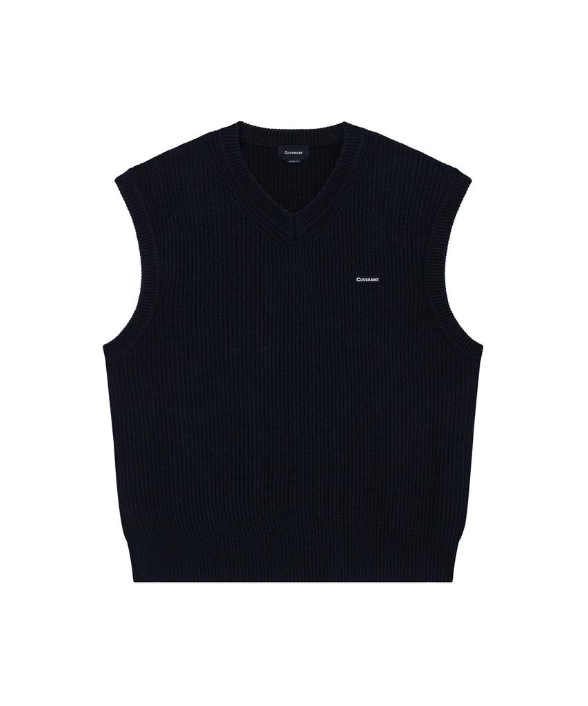 COVERNAT Knit Vest Dark Blue