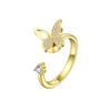 925 Silver Butterfly Open Ring For Women Simple Elegant Zircon Fairy High End Jewelry