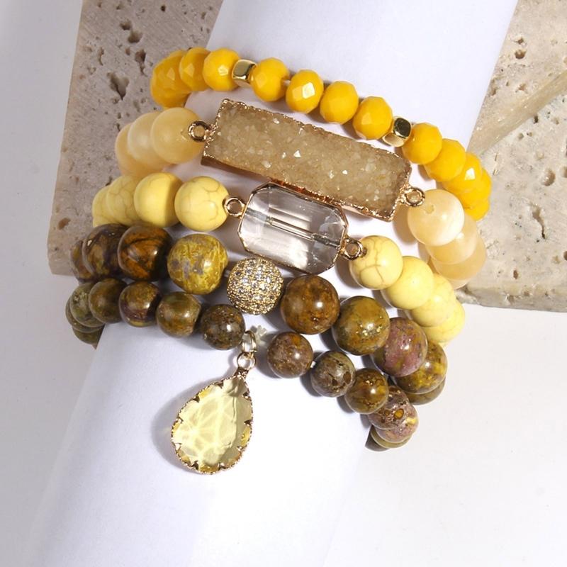 Elegant Stone Bracelet Handmade Beads Jewelry Natural Stone Jewelry Stone Texture Perfect for Friend or Lover Present