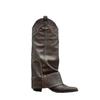 Cowhide Version~ Retro Pointed Riveted Trouser Tube Boots Versatile Western Cowboy Boots Thick Heel Side Zipper Boots Women