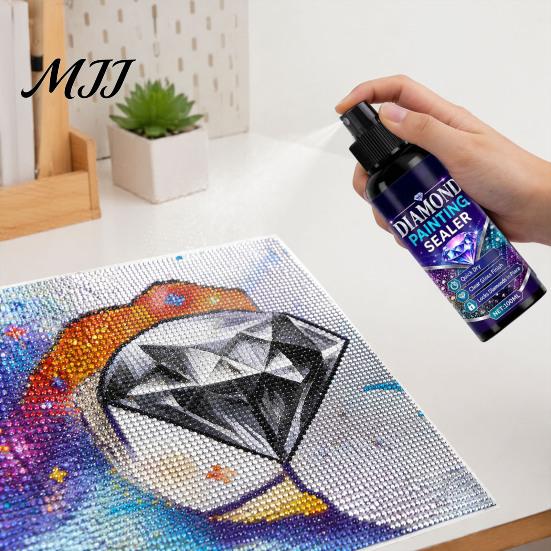 Sealer Spray for Faux Diamond Art 2Pcs Sealer, 100ml Rhinestone Painting Spray, Quick Dry Glue Gloss Finish Sealant, Clear Protective