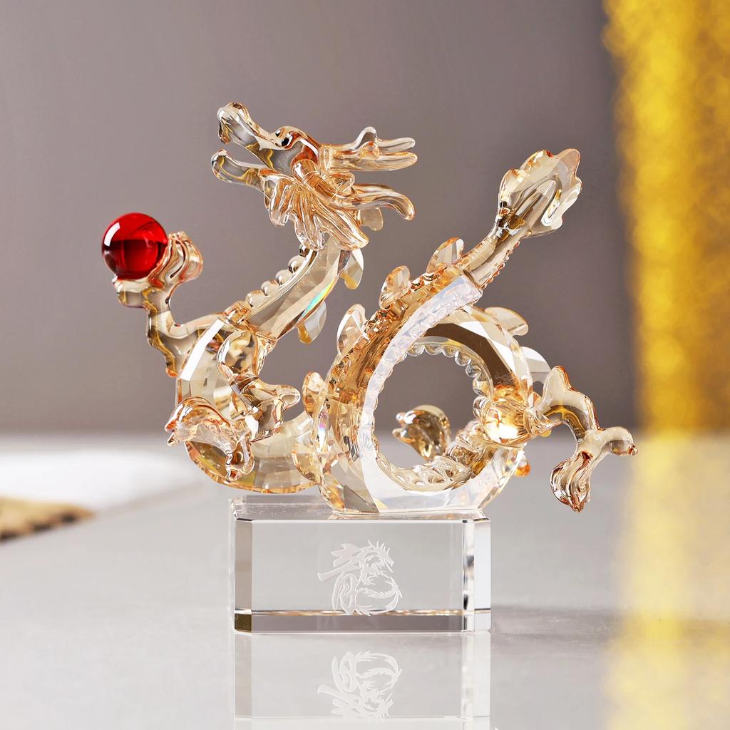 Crystal Flying Dragon Decoration Gift Box Christmas Gifts Living Room Office Desktop Home Decoration  Sculpture Handicrafts
