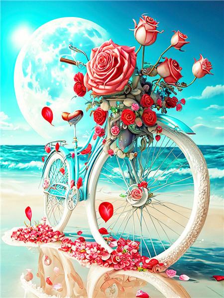 DIY Diamond Mosaic Bicycle Cross Stitch Diamond Painting Flower Love Embroidery Seaside Scenery New Arrival Handicraft