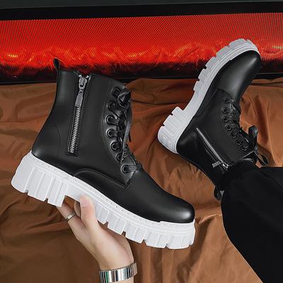 Hot-selling Martin Boots Men's 2025 New Side Zipper Tooling Shoes Leather Upper High-top Boots Autumn and Winter Men's Shoes