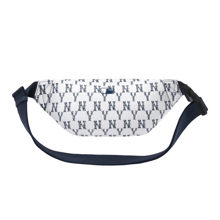 New MLB Monogram Collection Nylon Fanny Pack, Shoulder Bag, Crossbody Bag Regular Unisex White Blue 32BGCR111-50N