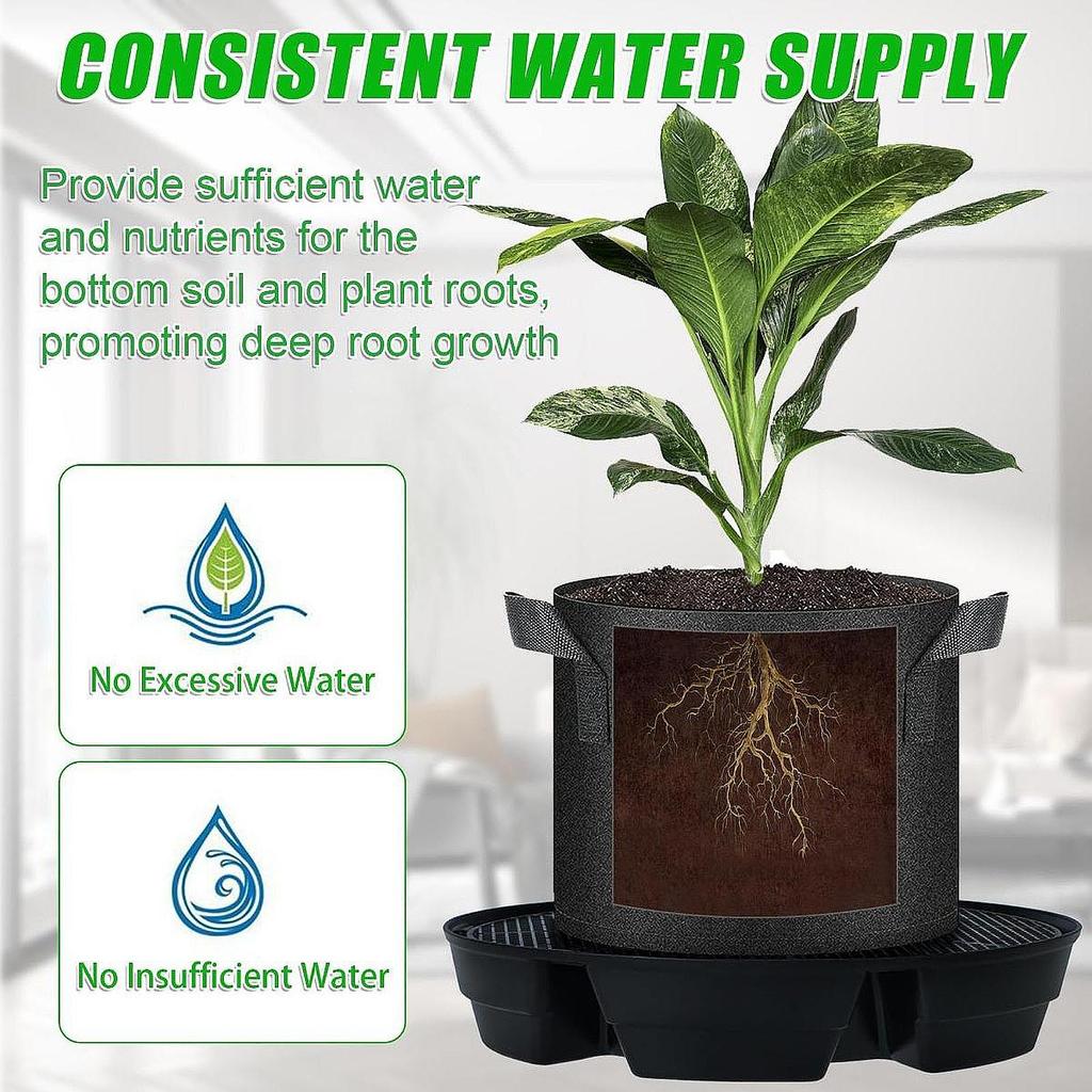 4x Self Watering Pot Base Stand, Greenhouse Gardening Balcony Fabric Plant Tray