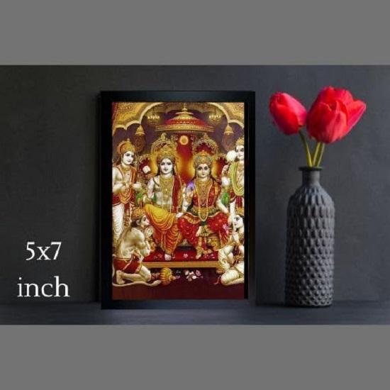 Paintings Ram Darbar Sparkle Coated Framed Home Decorative Gift Item Painting Pooja Décor Wall Frame -5x7 Inch