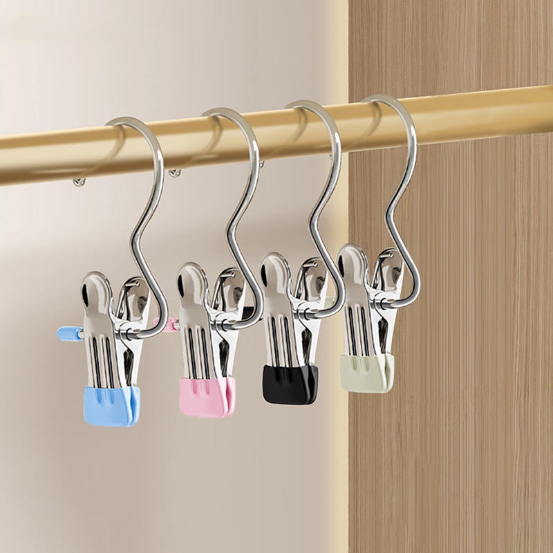5/10pcs Stainless Steel Clothespins Laundry Clothes Peg With Hook Portable Hanging Clothes Clip Wardrobes Organizer Hanger
