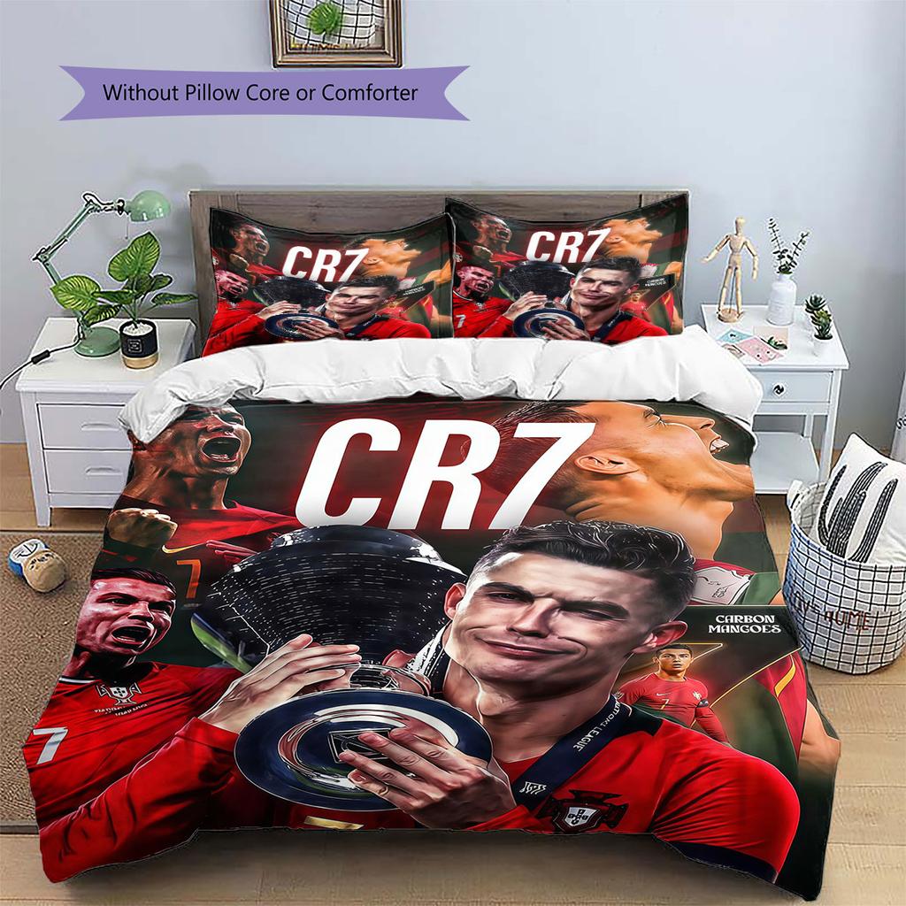 Cristiano Ronaldo Pattern Bedding,Quilt Set Quilt Cover Pillowcase Home Birthday Gift(1 * duvet cover + 2 * pillowcase, without core)