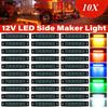 10PCS Smoked 12V-24V Led Side Marker Lights Front Rear for Trucks Cab RV Trailer Amber/Red/White/Green/Blue Indicator Light