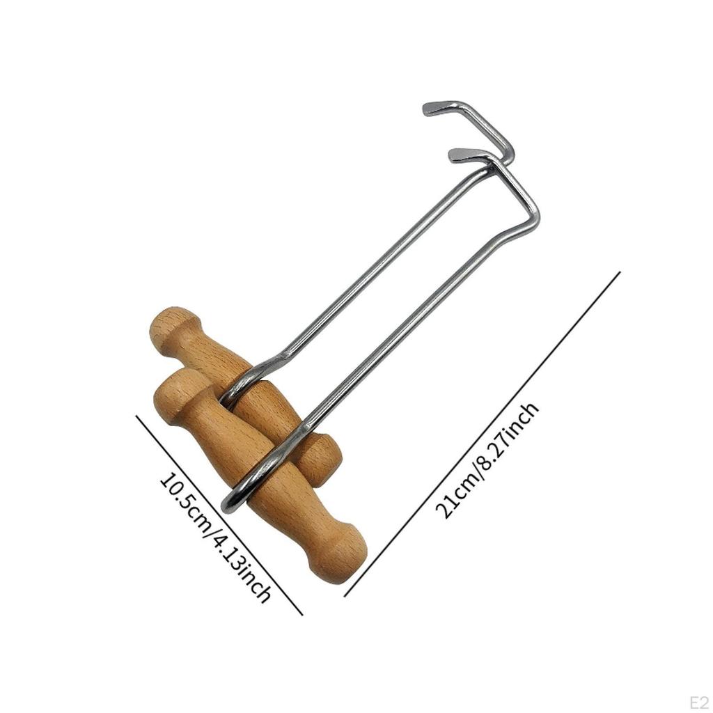 2ks stahováky na koňské boty s dřevěnou rukojetí, háčky s robustní kovovou rukojetí, pohodlné uchopení