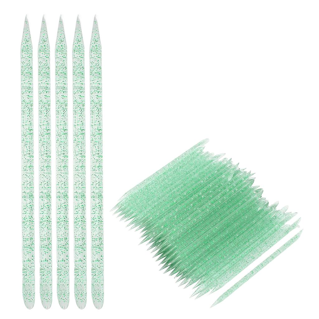 100pcs Nail Care Cuticle Pusher Dead Skin Removal Manicure Pedicure Cuticle Cleaning SticksGreen